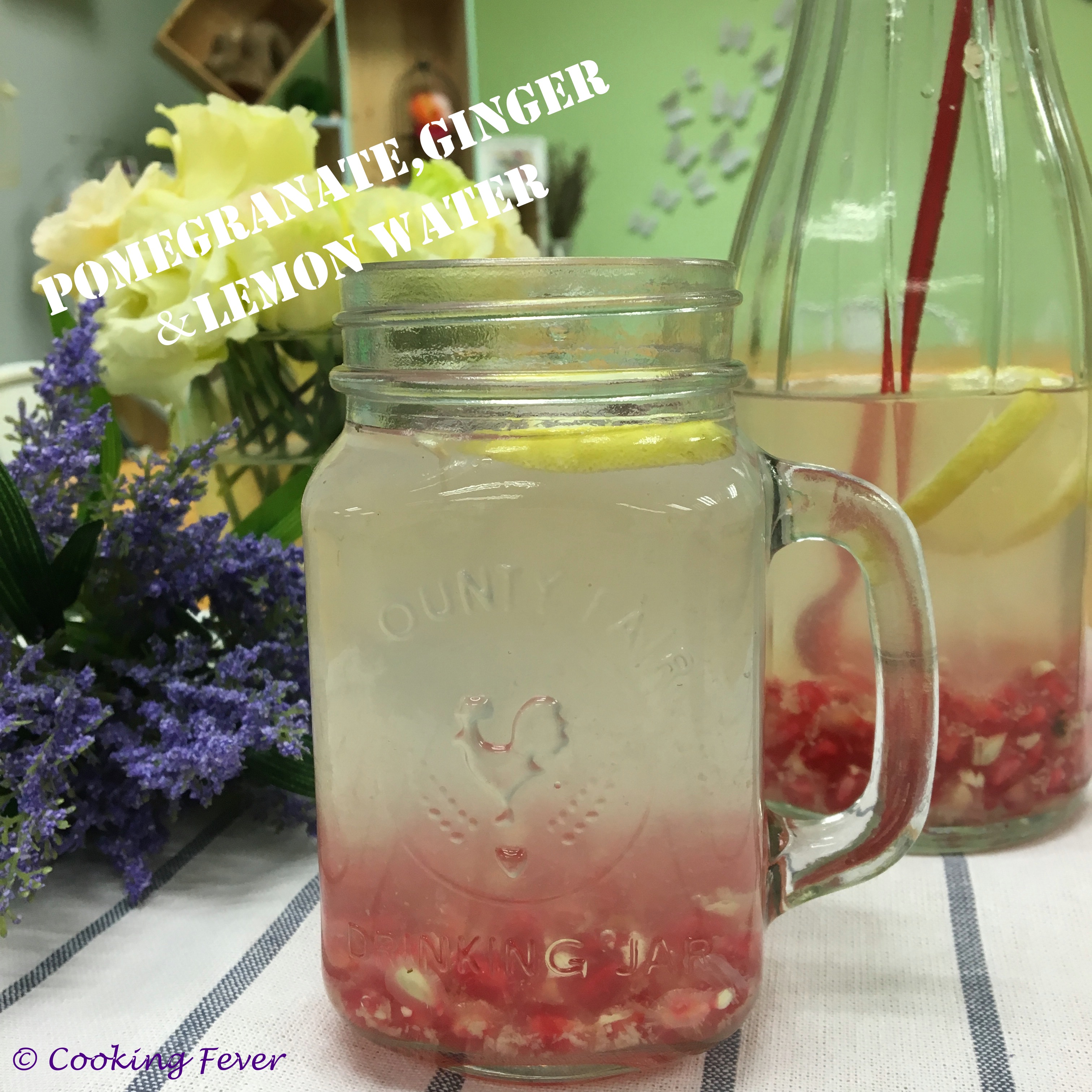 Pomegranate, ginger & lemon water